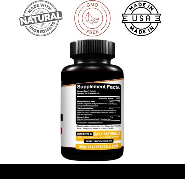 Kaya Naturals Supreme Fat Burner - Weight Loss Pills Women & Men - Appetite Suppressant Supplement - Powerful Thermogenic Diet Pills - Natural Energy Boost Oxy Burn 60 Count