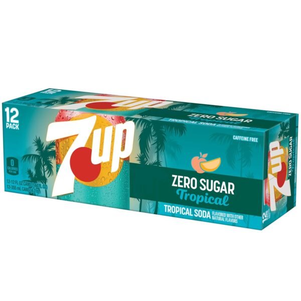 7UP Tropical Zero Sugar Soda, 12 fl oz cans, 12 pack
