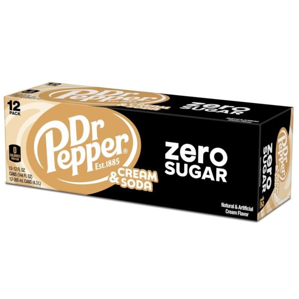 71oCHh9dpwL._SL1500_.jpg DR PEPPER and Cream Soda Zero Sugar, 12 fl oz cans, 12 pack