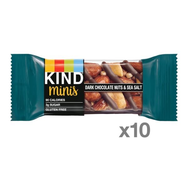 71swCRKhmKL._SL1500_.jpg KIND Minis, Dark Chocolate Nuts & Sea Salt, Healthy Snacks, Gluten Free, Low Calorie Snacks, Low Sugar, 10 Count