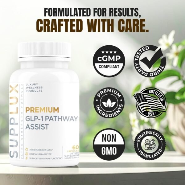 GLP-1 Pathway Assistance - Weight Loss Pills for Women & Fat Burner for Men + Appetite Suppressant w/ 5 Ingredients | Diet Supplement Pills | 3rd Party Tested Supplement - 60 Capsules for Adults