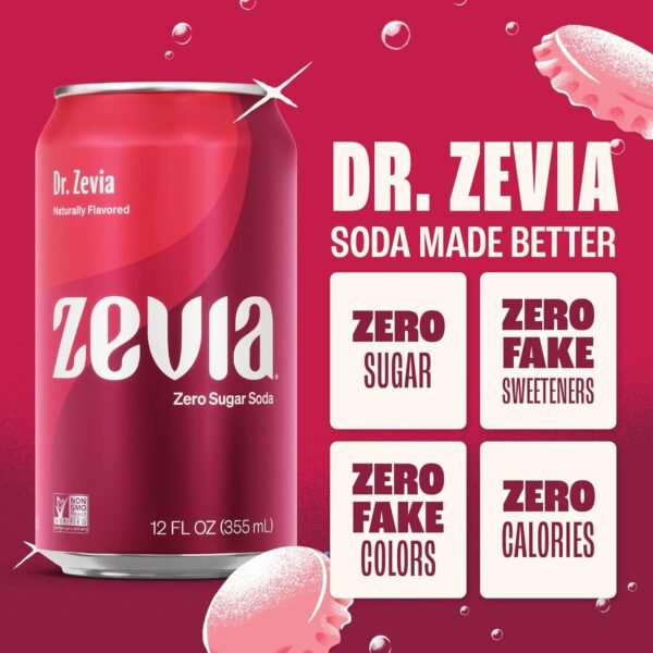 71vwUuDdrCL._SL1500_.jpg Zevia Zero Sugar Soda, Dr. Zevia, 12 Ounce Cans (Pack of 12)