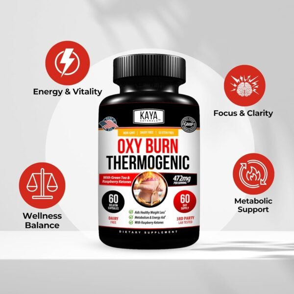 Kaya Naturals Supreme Fat Burner - Weight Loss Pills Women & Men - Appetite Suppressant Supplement - Powerful Thermogenic Diet Pills - Natural Energy Boost Oxy Burn 60 Count