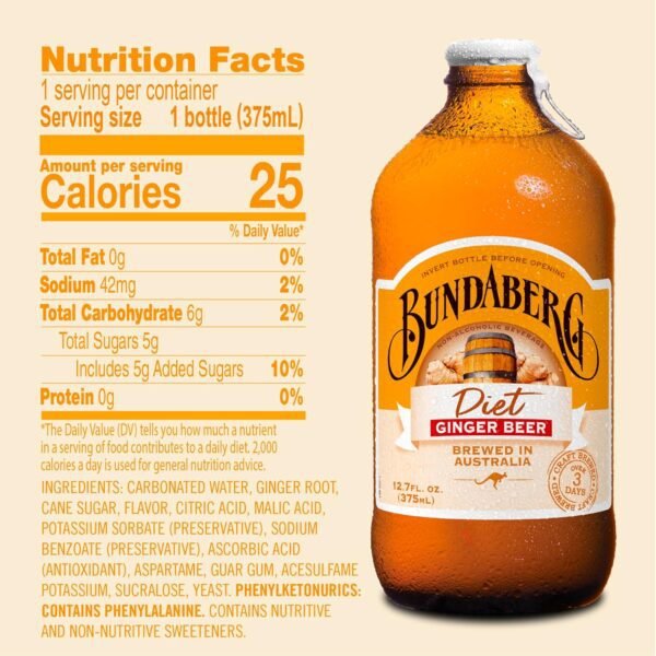 Bundaberg Diet Ginger Beer, 12.7 Fl Oz (Pack of 4)