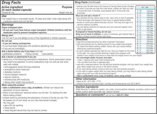 alli Weight Loss Diet Pills, Orlistat 60 mg Capsules, Non Prescription Weight Loss Aid, 120 Count Refill Pack