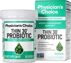 Physician's CHOICE Probiotics for Weight Management & Bloating - 6 Physician's CHOICE Probiotics for Weight Management & Bloating - 6 Probiotic Strains - Prebiotics - Key ingredient Cayenne - Supports Gut Health - Weight Management for Women & Men - Green Tea - 30 CT