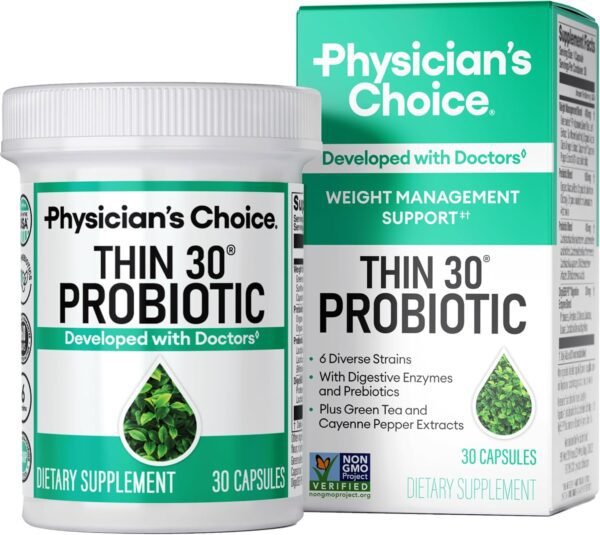 Physician's CHOICE Probiotics for Weight Management & Bloating - 6 Physician's CHOICE Probiotics for Weight Management & Bloating - 6 Probiotic Strains - Prebiotics - Key ingredient Cayenne - Supports Gut Health - Weight Management for Women & Men - Green Tea - 30 CT