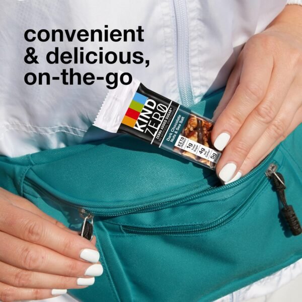 KIND ZERO Added Sugar Bars, Dark Chocolate Nuts and Sea Salt, Keto Friendly Snacks, Gluten Free, 5g Protein, 5 Count