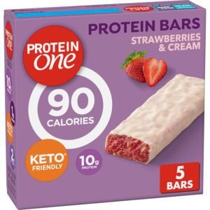 Protein One 90 Calorie Protein Bars, Strawberries and Cream, Keto Protein One 90 Calorie Protein Bars, Strawberries and Cream, Keto Friendly, 5 Ct, 4.8 oz