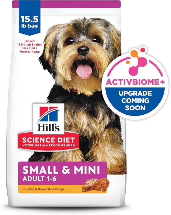 Hill's Science Diet Small & Mini, Adult 1-6, Small & Mini Breeds Premium Nutrition, Dry Dog Food, Chicken & Brown Rice, 15.5 lb Bag