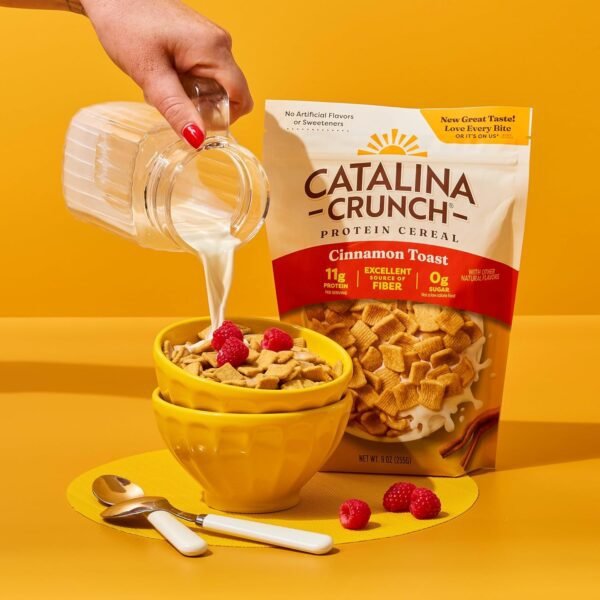 81QmJHAaJWL._SL1500_.jpg Catalina Crunch Protein Cereal | Sugar Free Breakfast Cereal with 11g of Protein | Gluten Free, Keto Friendly | Cinnamon Toast - 9 oz. Bag (Pack of 1)
