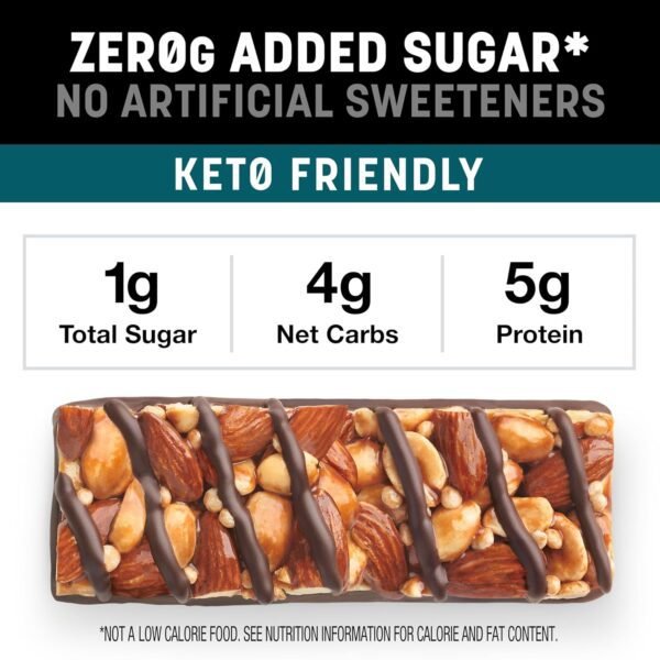 KIND ZERO Added Sugar Bars, Dark Chocolate Nuts and Sea Salt, Keto Friendly Snacks, Gluten Free, 5g Protein, 5 Count