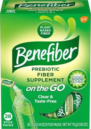 Benefiber On The Go Prebiotic Fiber Supplement Powder for Digestive Health, Daily Fiber, Unflavored - 28 Sticks (3.92 Ounces)