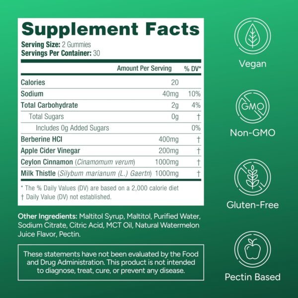 GLP-1 Support Supplement, Sugar-Free Berberine Complex Gummies with Ceylon Cinnamon, Milk Thistle, and ACV [AMPK Metabolic Activator] Berberine Supplement for Appetite Support | Diet Kits & Systems