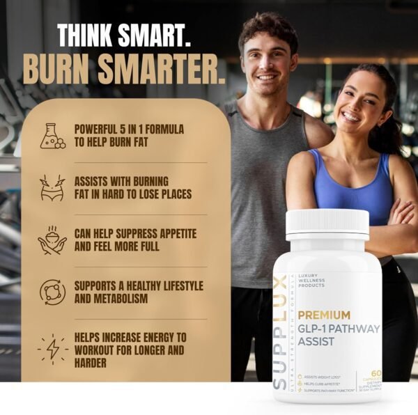 GLP-1 Pathway Assistance - Weight Loss Pills for Women & Fat Burner for Men + Appetite Suppressant w/ 5 Ingredients | Diet Supplement Pills | 3rd Party Tested Supplement - 60 Capsules for Adults