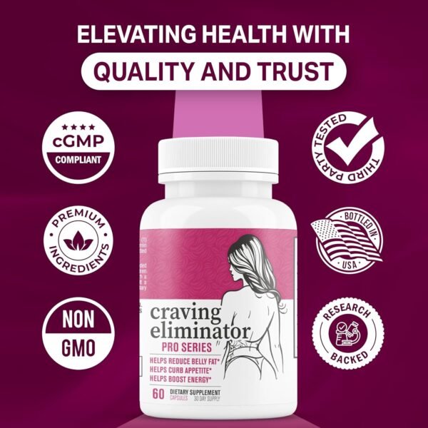 Craving Eliminator PRO Series - Supports GLP-1 Pathway Function, Weight Loss Pills for Women & Fat Burner + Appetite Suppressant | 3rd Party Tested Supplement - 60 Capsules to Lose Weight