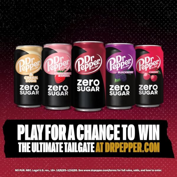 Dr Pepper Zero Strawberries and Cream Soda, 12 fl oz cans, 12 Pack