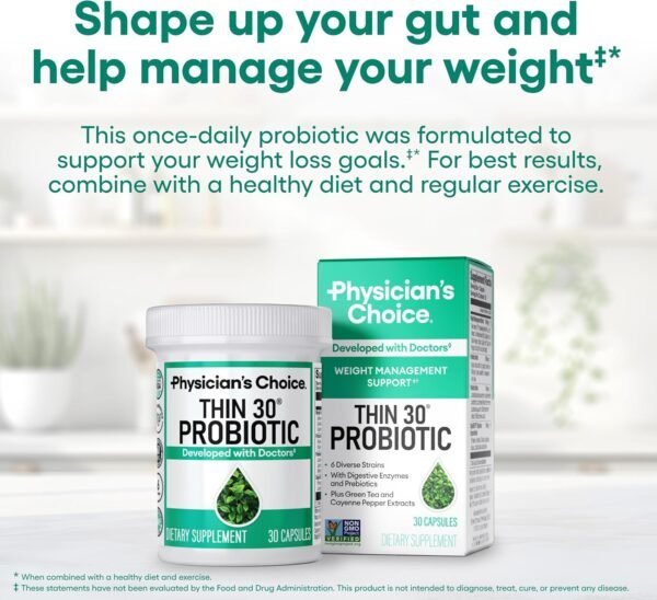 81gPXuS5oYL._AC_SL1500_.jpg Physician's CHOICE Probiotics for Weight Management & Bloating - 6 Probiotic Strains - Prebiotics - Key ingredient Cayenne - Supports Gut Health - Weight Management for Women & Men - Green Tea - 30 CT