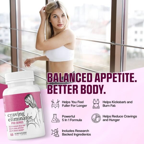 Craving Eliminator PRO Series - Supports GLP-1 Pathway Function, Weight Loss Pills for Women & Fat Burner + Appetite Suppressant | 3rd Party Tested Supplement - 60 Capsules to Lose Weight