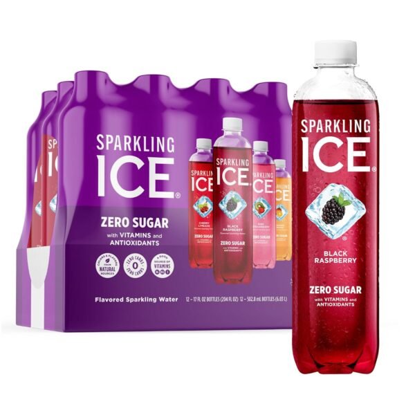 Sparkling Ice Purple Variety Pack, Flavored Water, Zero Sugar, with Sparkling Ice Purple Variety Pack, Flavored Water, Zero Sugar, with Vitamins and Antioxidants, 17 fl oz, 12 count (Black Raspberry, Cherry Limeade, Orange Mango, Kiwi Strawberry)