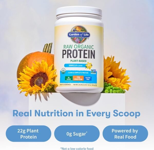 81qqOjYuthL._AC_SL1500_.jpg Garden of Life Protein Powder, Vegan Protein Powder, BCAA, Probiotics & Digestive Enzymes, Gluten & Lactose Free, Vanilla, 1.5 LB