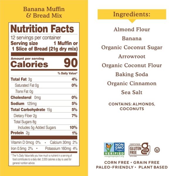 Simple Mills Almond Flour Baking Mix, Banana Muffin & Bread Mix - Gluten Free, Plant Based, Paleo Friendly, 9 Ounce (Pack of 1)
