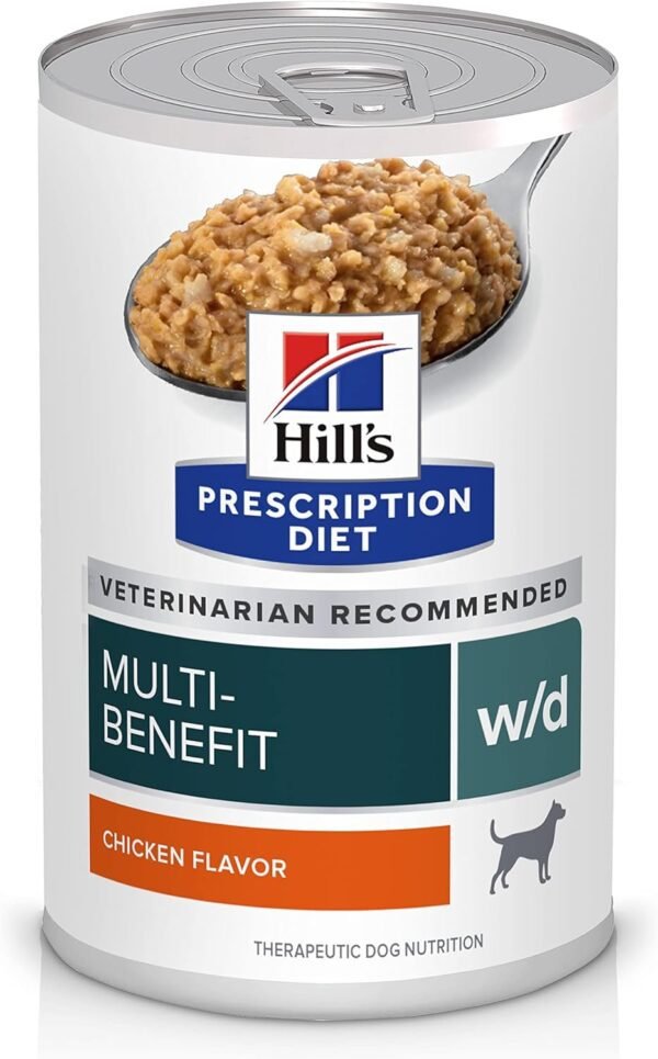 Hill's Prescription Diet w/d Multi-Benefit Digestive/Weight/Glucose/Urinary Management with Chicken Wet Dog Food, Veterinary Diet, 13 oz. Cans, 12-Pack