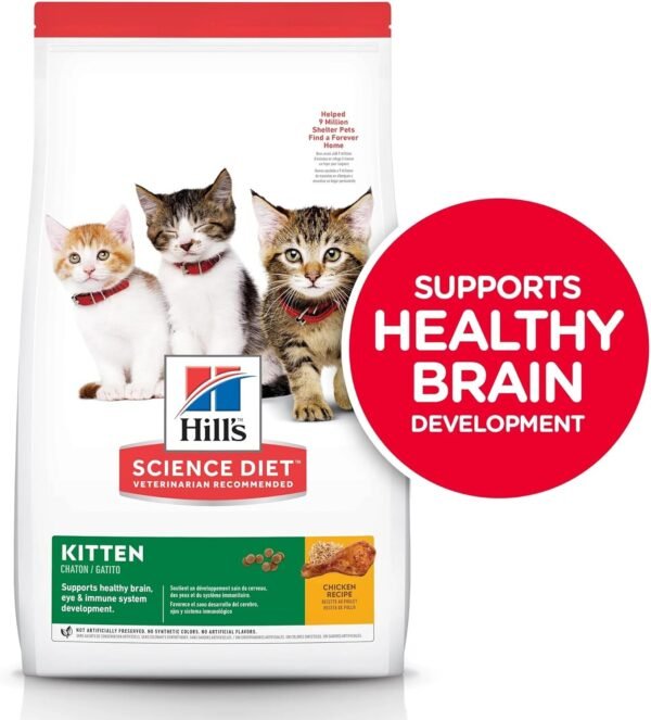 711P1MBOeNL._AC_SL1500_.jpg Hill's Science Diet Kitten, Kitten Premium Nutrition, Dry Cat Food, Chicken Recipe, 7 lb Bag