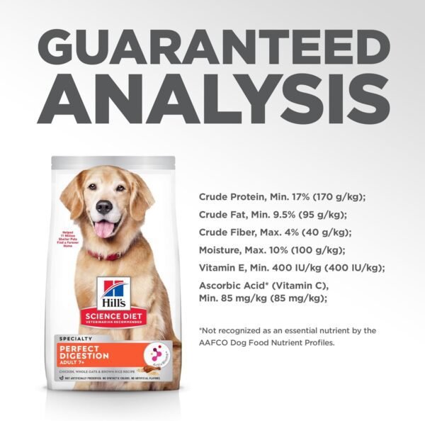 Hill's Science Diet Perfect Digestion, Senior Adult 7+, Digestive Support, Dry Dog Food, Chicken, Brown Rice, & Whole Oats, 3.5 lb Bag