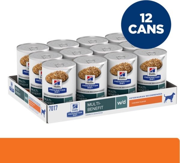 Hill's Prescription Diet w/d Multi-Benefit Digestive/Weight/Glucose/Urinary Management with Chicken Wet Dog Food, Veterinary Diet, 13 oz. Cans, 12-Pack
