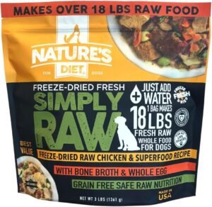 Nature's Diet Simply Raw® Freeze-Dried Raw Whole Food Meal - Nature's Diet Simply Raw® Freeze-Dried Raw Whole Food Meal - Makes 18 Lbs Fresh Raw Food With Muscle, Organ, Bone Broth, Whole Egg, Superfoods, Fish Oil Omega 3, 6, 9, Probiotics, Prebiotics (Chicken)