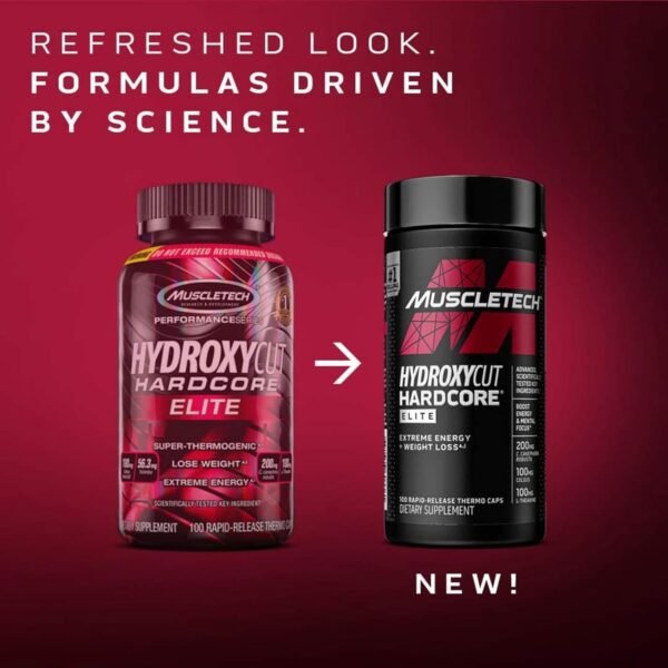 Hydroxycut Hardcore Elite - 100 Rapid-Release Thermo Caps - Energy & Focus - for Men & Women - 50 Servings