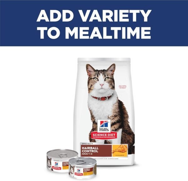 71Jf82C1GzL._AC_SL1500_.jpg Hill's Science Diet Hairball Control, Adult 1-6, Hairball Control Support, Dry Cat Food, Chicken Recipe, 7 lb Bag