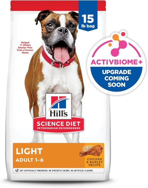 71OIL1i0-IL._AC_SL1500_.jpg Hill's Science Diet Light , Adult 1-6, Weight Management Support, Dry Dog Food, Chicken & Barley, 15 lb Bag