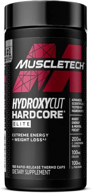 Hydroxycut Hardcore Elite - 100 Rapid-Release Thermo Caps - Energy Hydroxycut Hardcore Elite - 100 Rapid-Release Thermo Caps - Energy & Focus - for Men & Women - 50 Servings