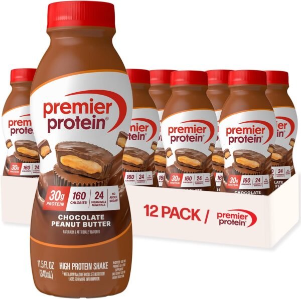 Premier Protein Shake, Chocolate Peanut Butter, 30g Protein, No Added Premier Protein Shake, Chocolate Peanut Butter, 30g Protein, No Added Sugar, 24 Vitamins & Minerals to Support Immune Health, 11.5 fl oz, 12 Pack (Packaging May Vary)