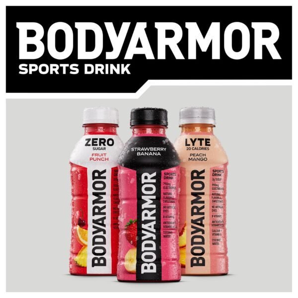 BODYARMOR ZERO Sugar Fruit Punch Electrolyte Drink, Natural Flavors, 16 Fl Oz Bottles (12 Pack), B Vitamins & Antioxidants Sugar Free Hydration