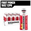 BODYARMOR ZERO Sugar Fruit Punch Electrolyte Drink, Natural Flavors, 16 Fl Oz Bottles (12 Pack), B Vitamins & Antioxidants Sugar Free Hydration