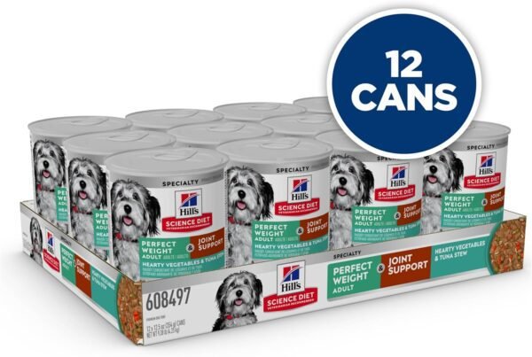 811zz2HPEmL._AC_SL1500_.jpg Hill's Science Diet Perfect Weight, Adult 1-6, Weight Management Support, Wet Dog Food, Tuna & Vegetables Stew, 12.5 oz Can, Case of 12