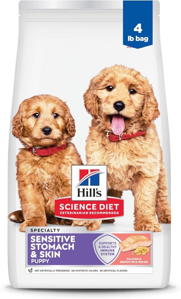 Hill's Science Diet Sensitive Stomach & Skin, Puppy, Stomach & Skin Sensitivity Support, Dry Dog Food, Salmon & Brown Rice, 4 lb Bag