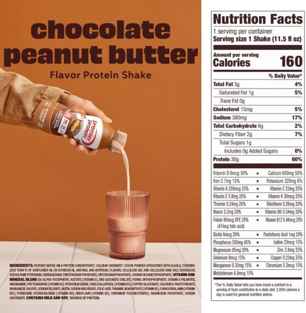813LiLN7kyL._AC_SL1500_.jpg Premier Protein Shake, Chocolate Peanut Butter, 30g Protein, No Added Sugar, 24 Vitamins & Minerals to Support Immune Health, 11.5 fl oz, 12 Pack (Packaging May Vary)