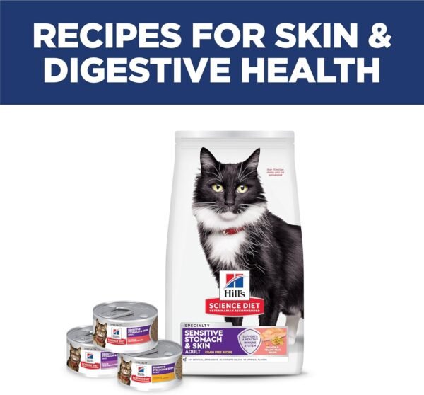 8185ArHhgUL._AC_SL1500_.jpg Hill's Science Diet Adult 1-6 Sensitive Stomach & Skin Dry Cat Food, Grain Free Salmon & Yellow Peas, 13 lb. Bag (Updated Formula)