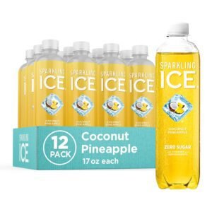 Sparkling Ice, Coconut Pineapple Sparkling Water, Zero Sugar Flavored Water, with Vitamins and Antioxidants, Low Calorie Beverage, 17 fl oz Bottles (Pack of 12)