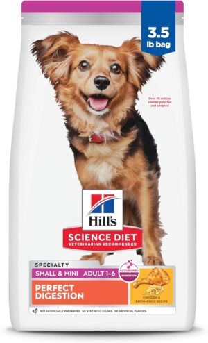 Hill's Science Diet Perfect Digestion, Adult 1-6, Small & Mini Breeds Digestive Support, Dry Dog Food, Chicken & Brown Rice, 3.5 lb Bag