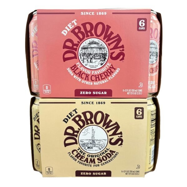 Dr. Browns Soda 12 pack (6) Diet Cream Soda and (6) Diet Black Cherry 12 fl oz Cans