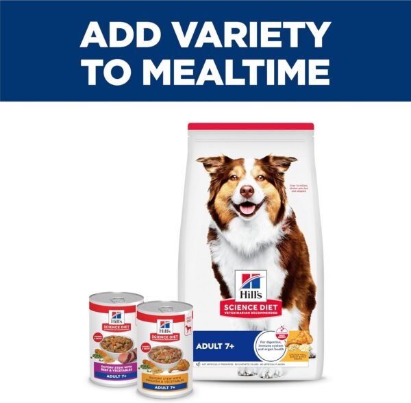Hill's Science Diet Adult 7+, Senior Adult 7+ Premium Nutrition, Wet Dog Food, Beef & Vegetables Stew, 12.8 oz Can, Case of 12
