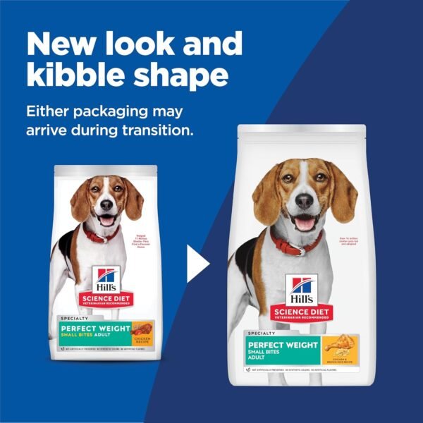 Hill's Science Diet Perfect Weight, Adult 1-6, Weight Management Support, Small Kibble, Dry Dog Food, Chicken Recipe, 12 lb Bag