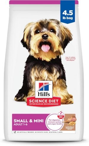 Hill's Science Diet Small & Mini, Adult 1-6, Small & Hill's Science Diet Small & Mini, Adult 1-6, Small & Mini Breeds Premium Nutrition, Dry Dog Food, Lamb & Brown Rice, 4.5 lb Bag