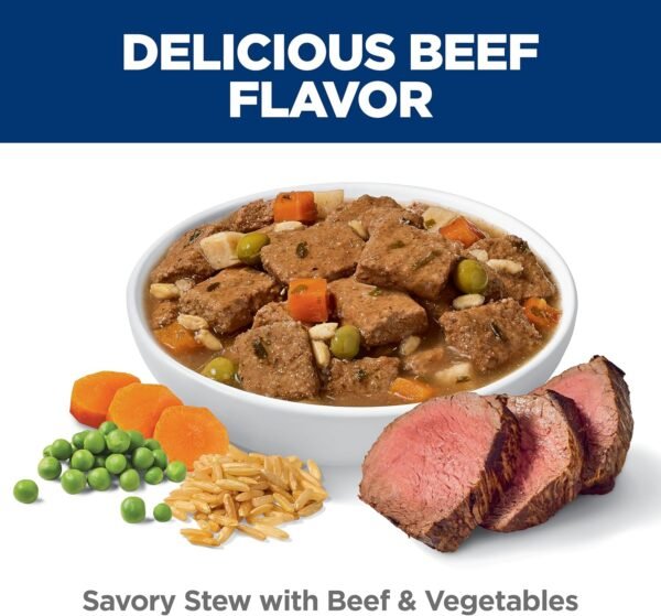 Hill's Science Diet Adult 7+, Senior Adult 7+ Premium Nutrition, Wet Dog Food, Beef & Vegetables Stew, 12.8 oz Can, Case of 12