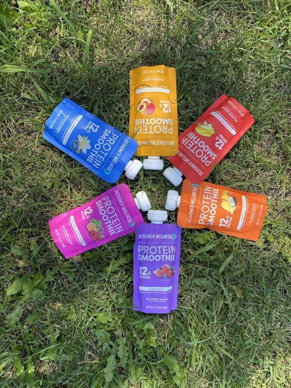 Designer Wellness Protein Smoothie, Real Fruit, 12g Protein, Low Carb, Zero Added Sugar, Gluten-Free, Non-GMO, No Artificial Colors or Flavors, Mix Variety, 12 Count